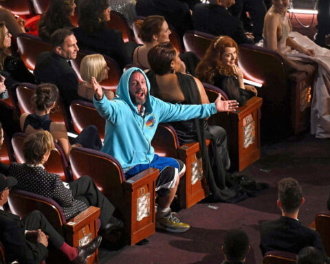 Adam Sandler’s trademark casualwear mocked by Oscars host Conan O’Brien