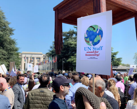 Hundreds of UN staff in Swiss city protest job cuts triggered by Trump