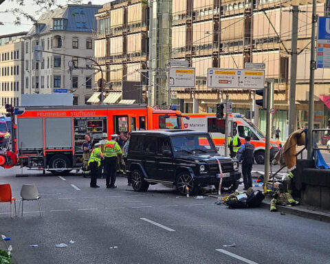At least eight hurt after car drives into crowd in German city of Stuttgart