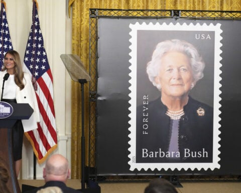 Melania Trump hosts White House event to unveil Barbara Bush postage stamp