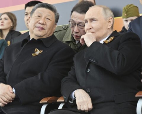 The Latest: Russia-West rift at forefront of celebrations for victory over Nazis