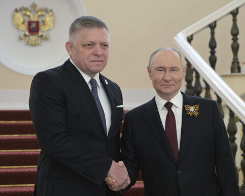 Protesters in Slovakia condemn Prime Minister Fico's visit to Moscow