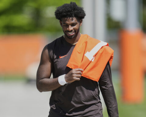 Shedeur Sanders takes the field for the first time as the Browns begin their rookie minicamp