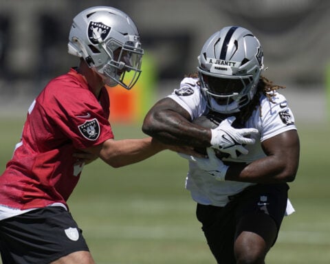 Jeanty practices for the first time as Raiders hope he's the answer to their rushing problems