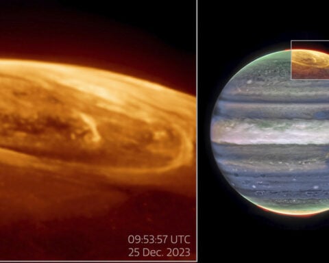 Bright auroras on Jupiter are captured by Webb Space Telescope