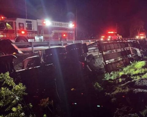 Car carrier spills vehicles into ditch along PA highway after rollover crash