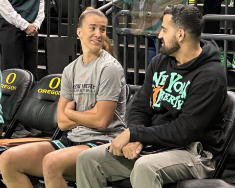 Liberty guard Sabrina Ionescu plays at Oregon for the first time as a pro in preseason game
