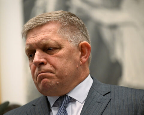Slovakia's Fico holds meeting at site of his shooting, rails against opposition