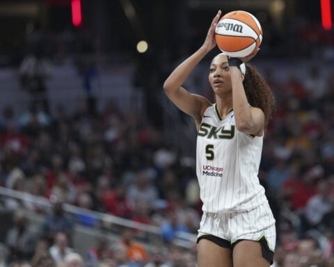 Clark has triple-double to lead Fever past Sky 93-58 as tempers flare after hard foul in 3rd quarter