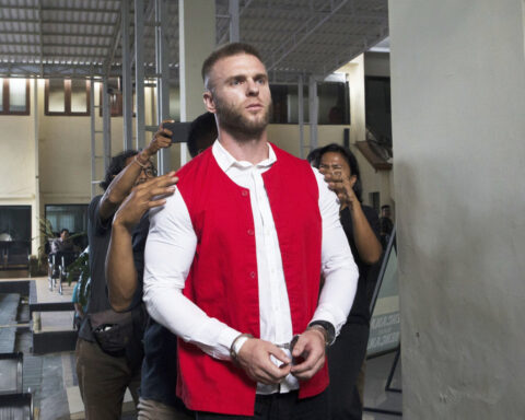 A British man on trial in Bali for a drug offense pleads for a lenient sentence