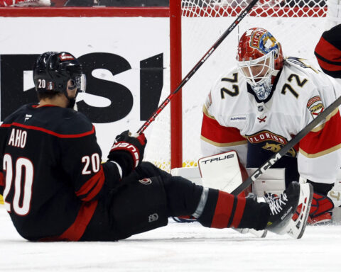 Reigning Stanley Cup champ Florida Panthers beat Carolina Hurricanes 5-2 in Eastern final opener