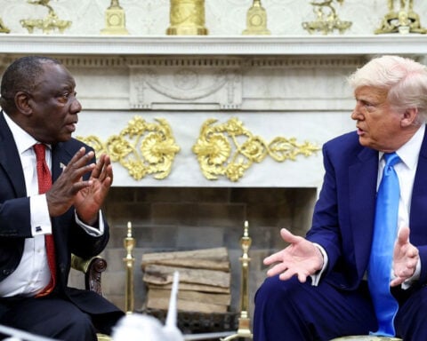 Trump ambushes South African president in Oval Office with video