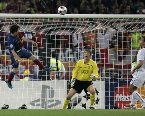 Messi's favorite goal, a header for Barcelona in 2009 Champions League final, to become work of art