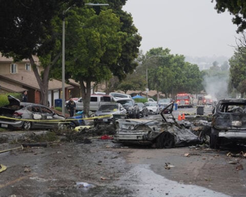Car alarms blare, vehicles on fire after jet crashes into San Diego neighborhood