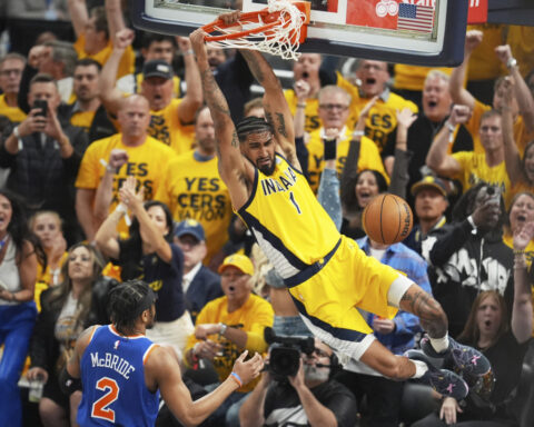 Haliburton has 32 points, 15 assists and 12 rebounds as Pacers beat Knicks 130-121 for a 3-1 lead