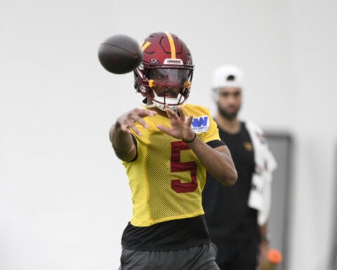 Bulked up Jayden Daniels looks to have put on weight coming off rookie season with the Commanders