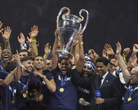 PSG fans raise the roof as triumphant players hold aloft Champions League trophy