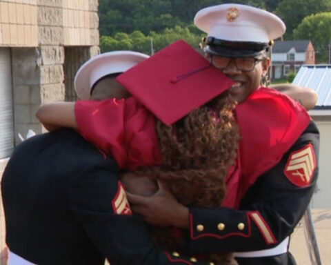 'So happy they are here': Marines return, surprise sister before her graduation