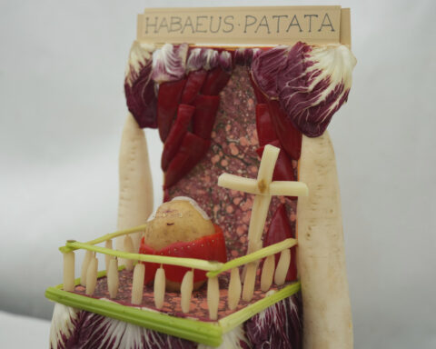 A quirky vegetable sculpture contest features a squash Donald Trump and a papal 'Cornclave'