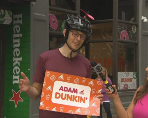 Man biking to all 92 Dunkin' locations in Boston to raise money for multiple sclerosis research