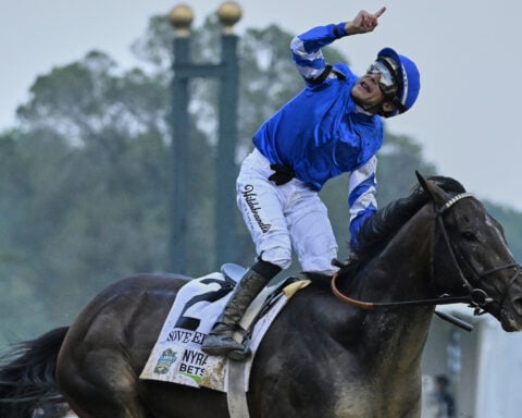 Sovereignty beats Journalism to win the Belmont Stakes at Saratoga