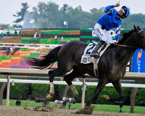 Sovereignty wins the 2025 Belmont Stakes