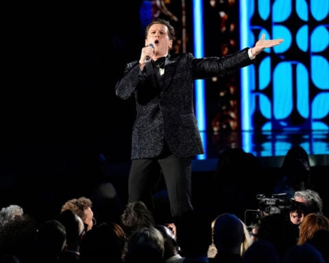 Keanu Reeves seemed pumped to be a small part of Jonathan Groff’s Tony Awards performance