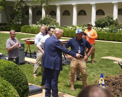 White House breaks ground on Trump projects to pave over Rose Garden grass, add flagpoles to lawns