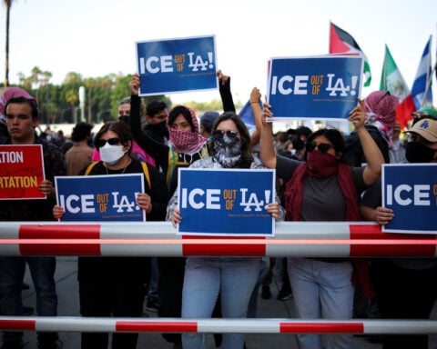 Who are the people protesting in Los Angeles?