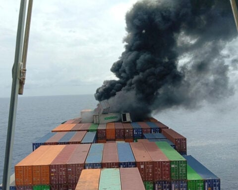 Container ship ablaze off India’s coast