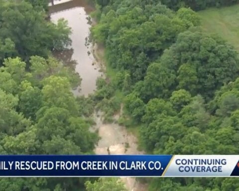 2 children, adult rescued after heavy rains left them stranded in creek