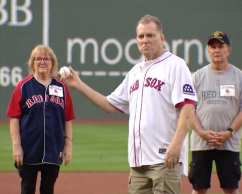 Man who survived one of four ever pig kidney transplants, throws first pitch at Fenway Park