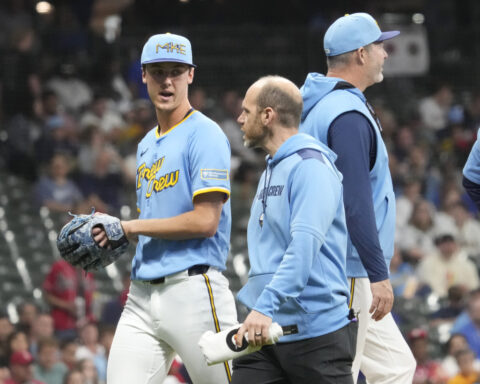 Misiorowski exits Brewers debut with leg cramps after holding Cardinals hitless for 5 innings
