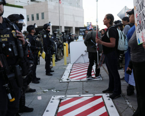 US Marines make first detention in LA as more protests expected