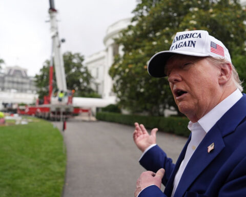 ‘The best poles anywhere in the country’: Trump installs gigantic US flags at the White House