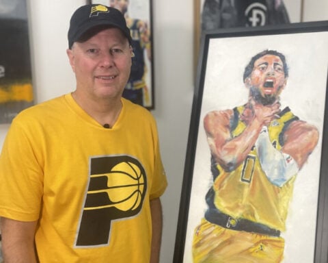 Local artist captures iconic moment of the Pacers playoff run with painting