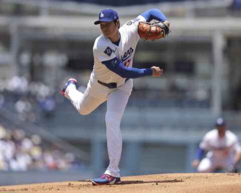 Shohei Ohtani pitches sharp first inning for Dodgers before driving in 5 runs at the plate