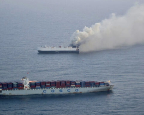 Cargo ship carrying new vehicles to Mexico sinks in the North Pacific weeks after catching fire