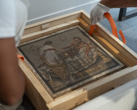 Erotic mosaic, stolen by German officer in World War II, returned to Pompeii
