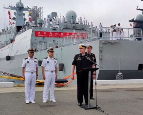 Russian and Chinese navies carry out artillery and anti-submarine drills in Sea of Japan