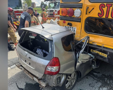 Driver slams into school bus during pursuit