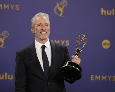 Jon Stewart plays the role of a nervous party-line TV show host as he takes on censorship