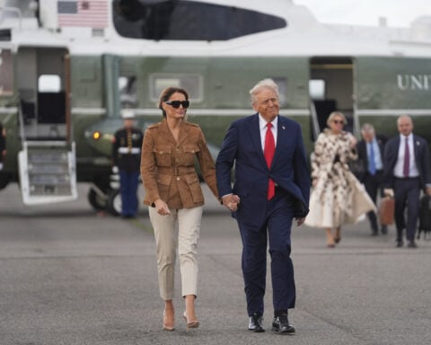Man charged with shining laser pointer at Marine One with Trump aboard