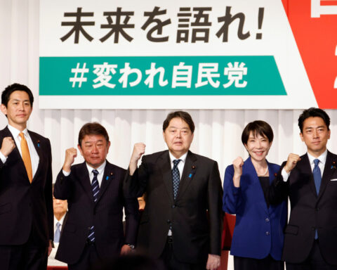 Japan's governing party is choosing a new leader Saturday to succeed Ishiba