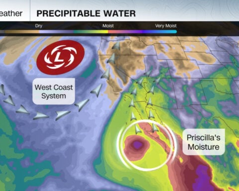 Over a month’s-worth of rain could fall in the Desert Southwest as former Hurricane Priscilla juices up the atmosphere