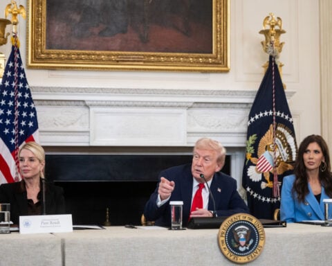 Trump takes aim at Antifa — and the press — in White House roundtable