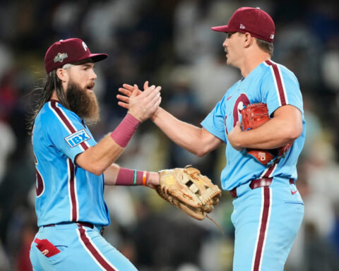 Kyle Schwarber hits two homers to lift Phillies over Dodgers 8-2 and avoid sweep in NLDS
