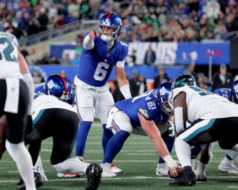 Giants rookies Jaxson Dart and Cam Skattebo combine for five touchdowns in historic New York win over Eagles