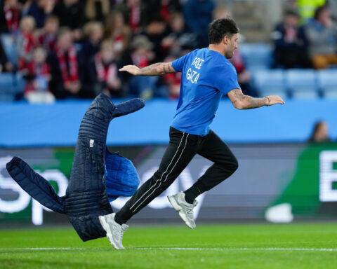 Pro-Palestinian protesters march to stadium before Norway's 5-0 World Cup qualifying win over Israel