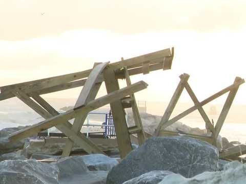 Strong surf, winds wash out Ponce Inlet jetty walkway months after repairs